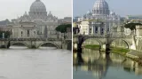Rozvodněná řeka Tibera ve Vatikáně