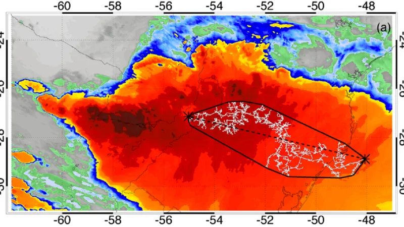 Satelitní snímek nejdelšího blesku