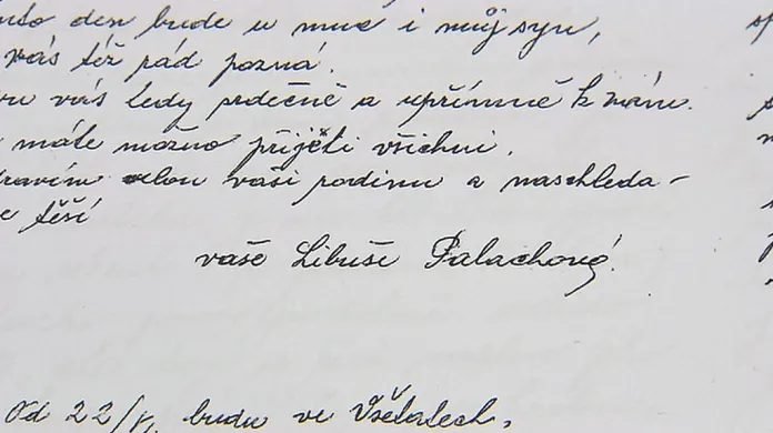 Dopis Libuše Palachové matce Jana Zajíce z roku 1969