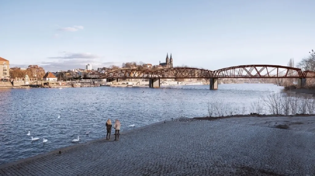 Vizualizace nového mostu na Výtoni z dílny Institutu plánování a rozvoje