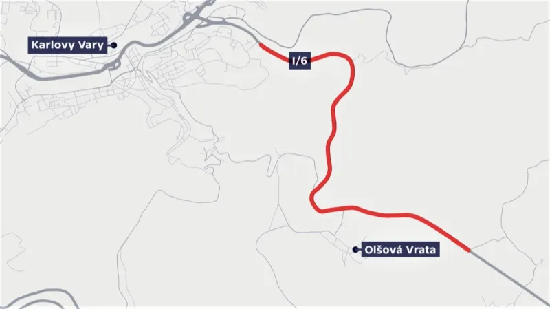 Úsek častých dopravních nehod u Olšových Vrat