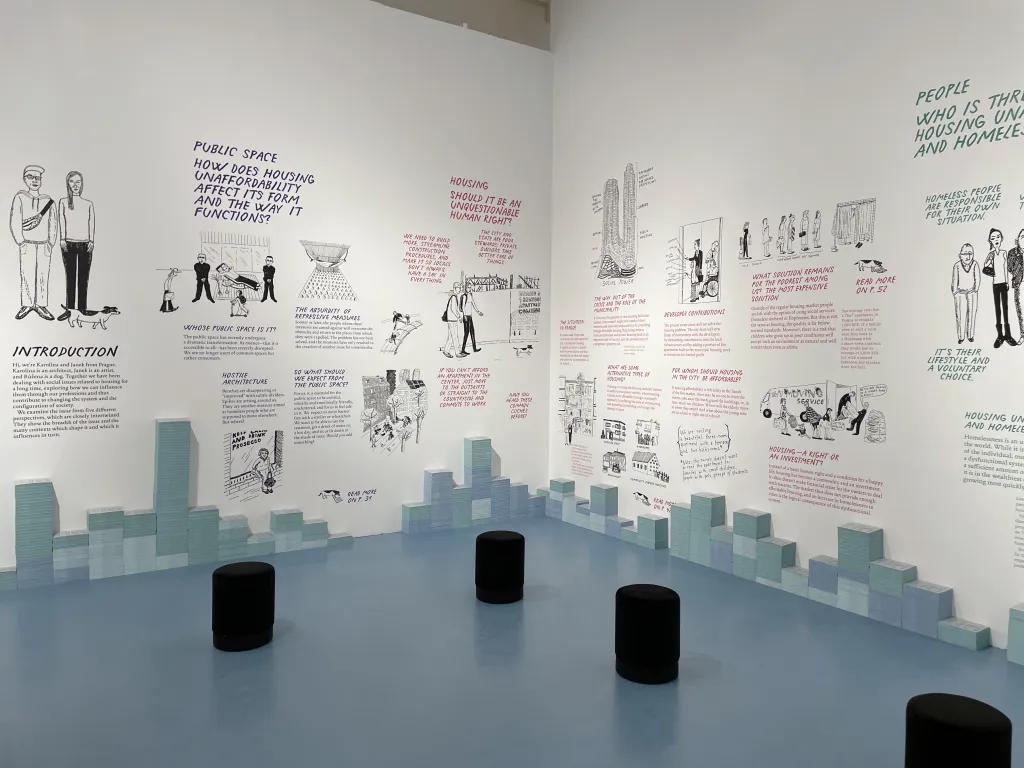 …Magdalena Rutová s ilustracemi pro divadlo, knihy a mezinárodní výstavy (na snímku je milánské trienále)…