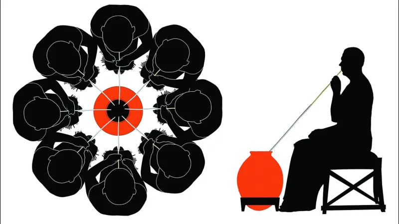 Starověké popíjení pomocí brček