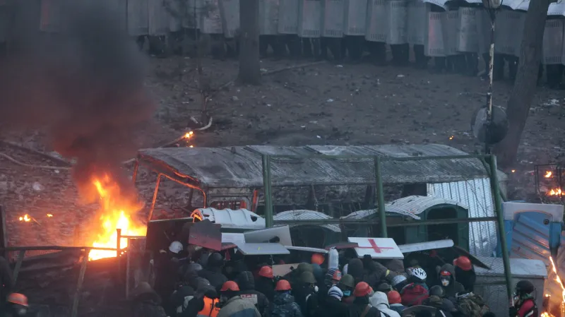 Střet demonstrantů s policií