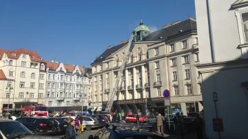 Požár hotelu v centru Brna