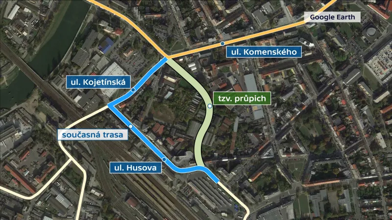 Plánovaný vnitřní průtah Přerovem