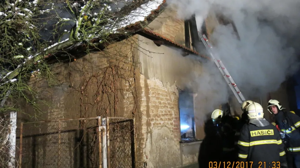 Požár rodinného domu na Prostějovsku