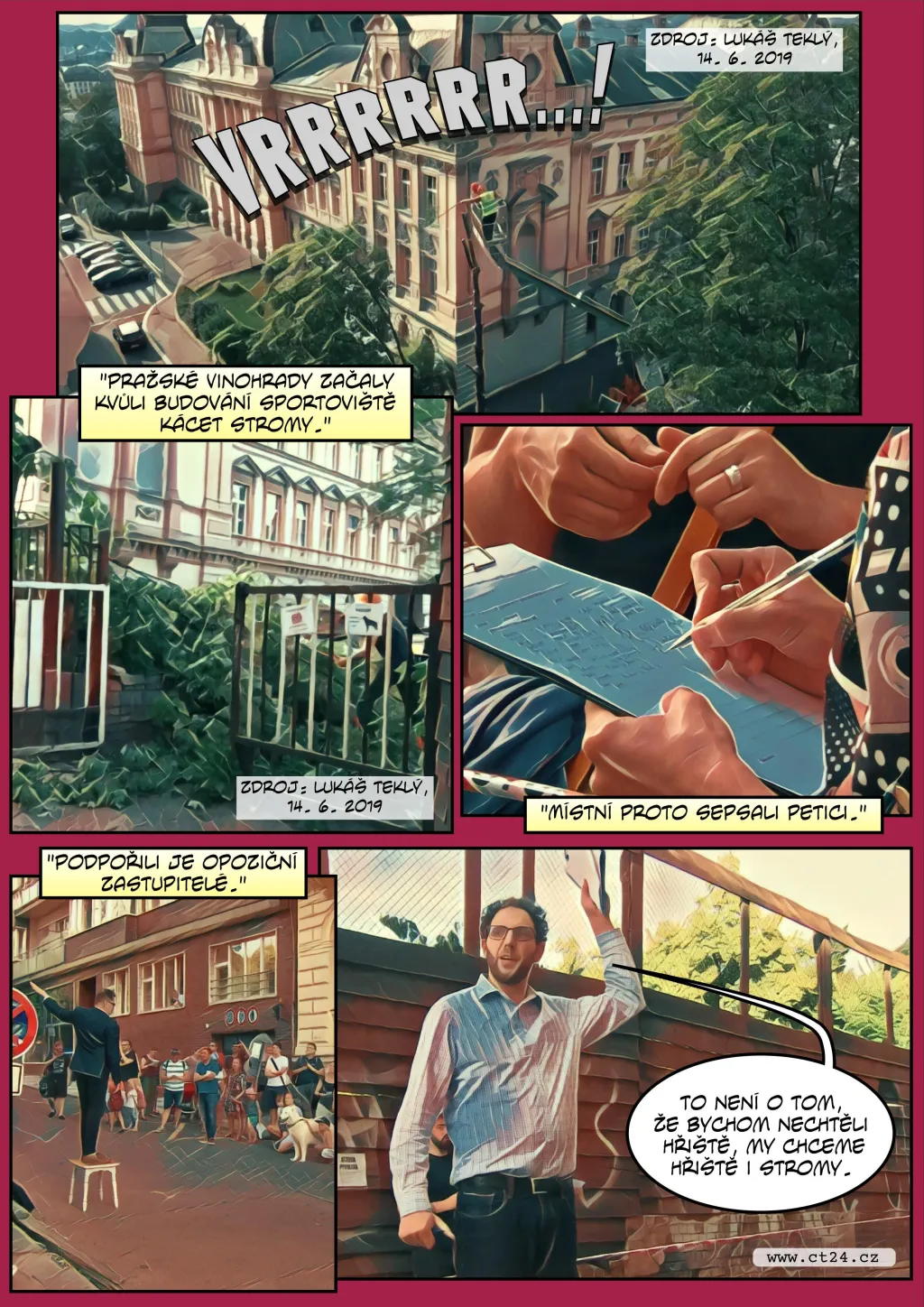 Komiks: Petice proti kácení stromů v Praze