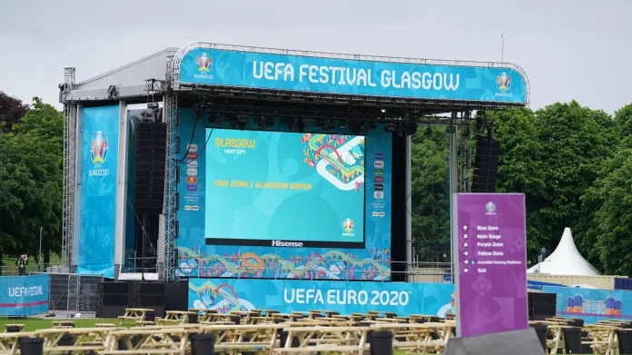 Zóna pro fanoušky v Glasgow, kde Češi budou hrát první zápas