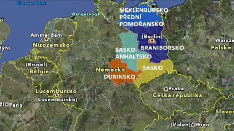 Mapa východního Německa