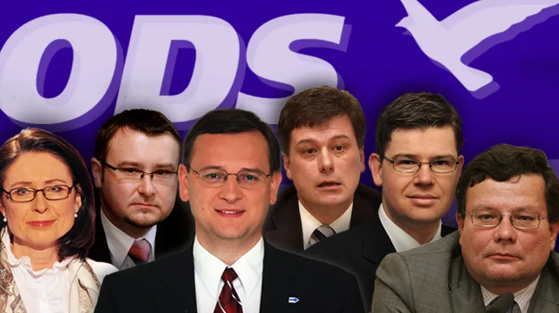 Miroslava Němcová, Pavel Drobil, Petr Nečas, Pavel Blažek, Jiří Pospíšil a Alexander Vondra - nové vedení ODS.