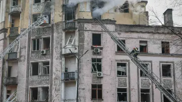 Následky ruského raketového útoku na Kyjev z 21. března 2024
