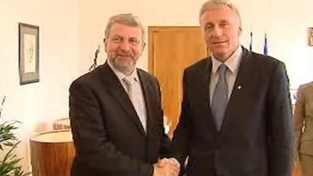Aljaksander Milinkevič a Mirek Topolánek