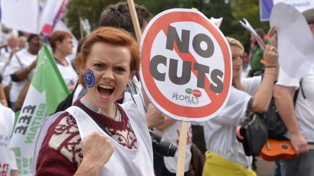 Demonstrace odborářů v Londýně