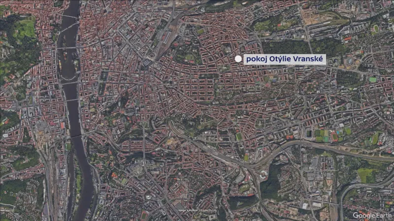 Pokoj Otýlie Vranské na mapě Prahy