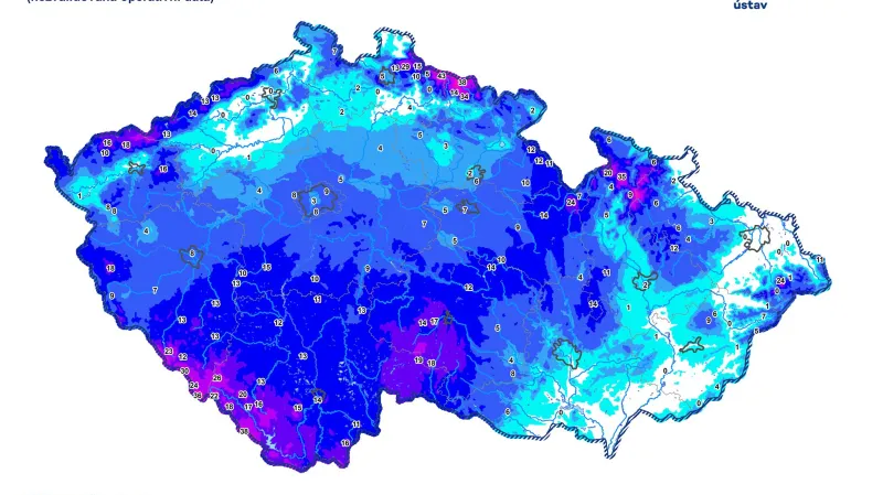 Výška sněhu 7. ledna 2021 v 7 hodin ráno
