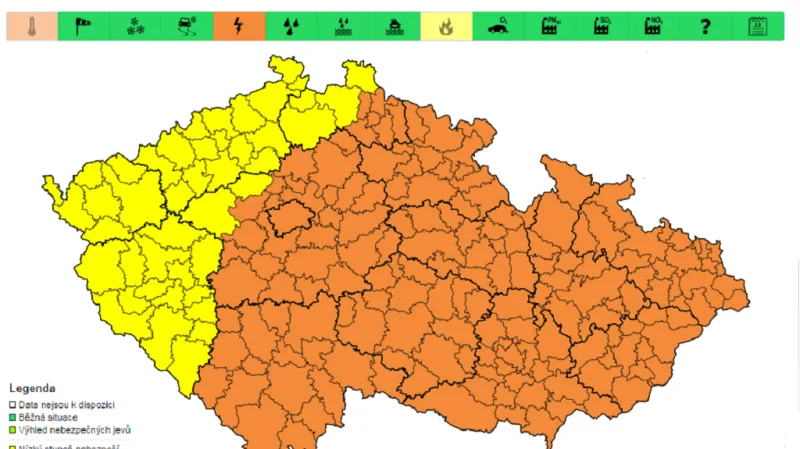 Výstraha ČHMÚ před bouřkami