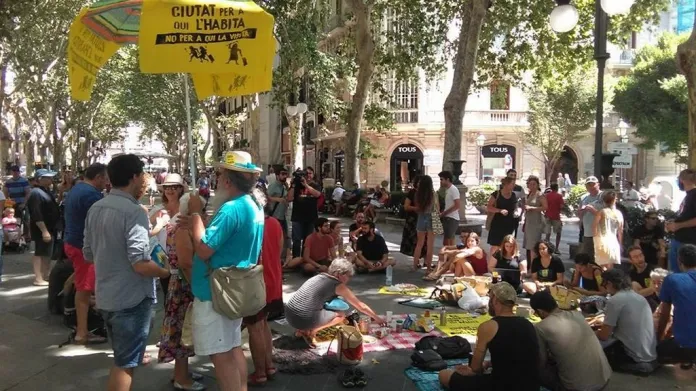 Protituristický protest v Barceloně