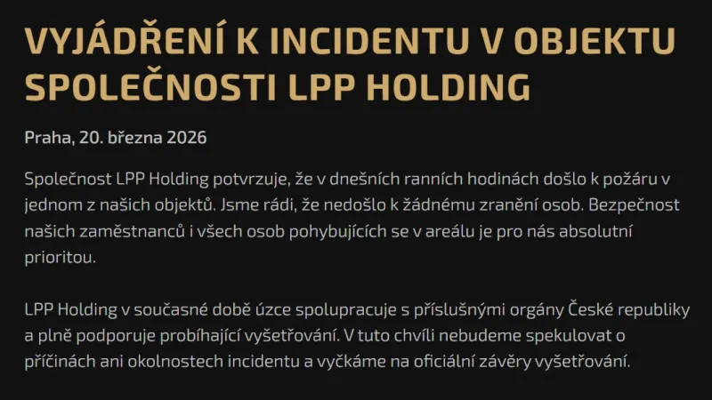 Vyjádření na webu společnosti LPP Holding