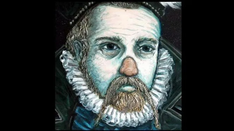 Tycho Brahe vyobrazen s nosní náhražkou ze slitiny zlata a stříbra