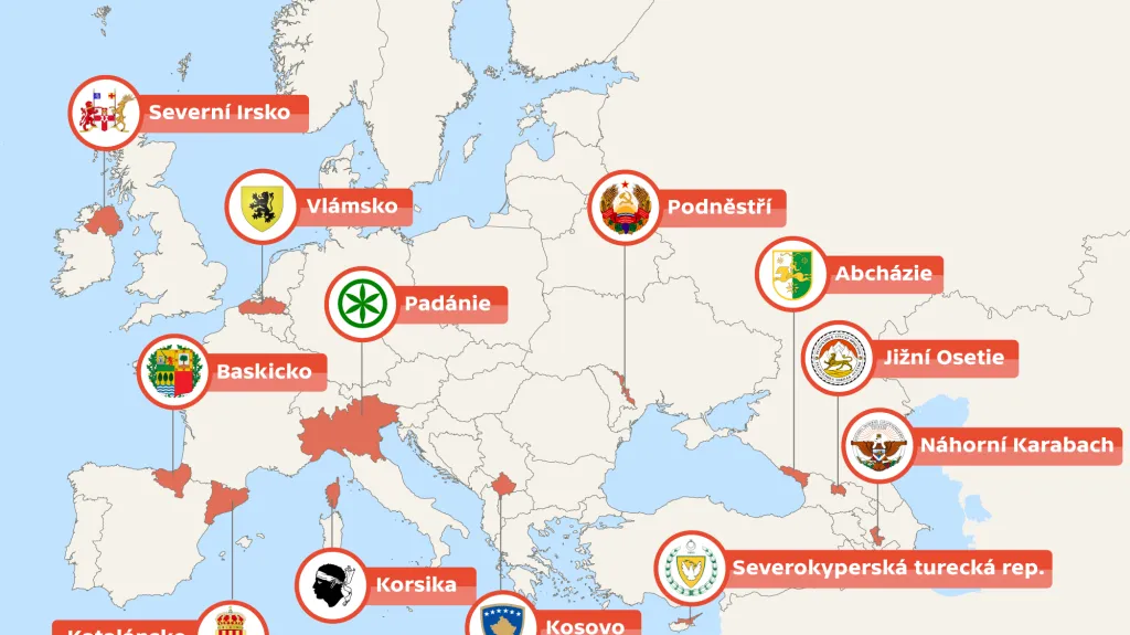 Území v Evropě usilující o autonomii nebo nezávislost