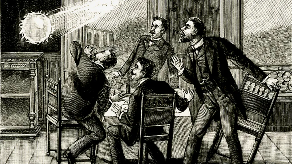 Kulový blesk na zobrazení z 19. století