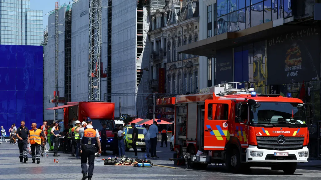 Hasiči u budovy Oxy v centru Bruselu