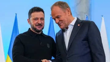 Ukrajinský prezident Volodymyr Zelenskyj s polským premiérem Donaldem Tuskem