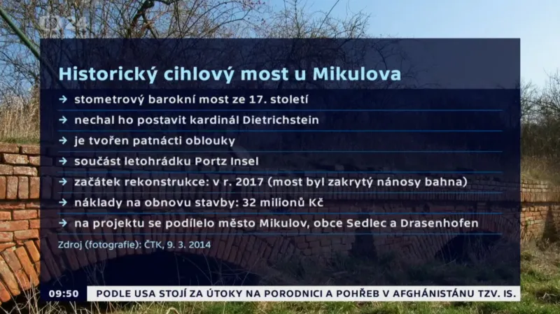Historický cihlový most u Mikulova