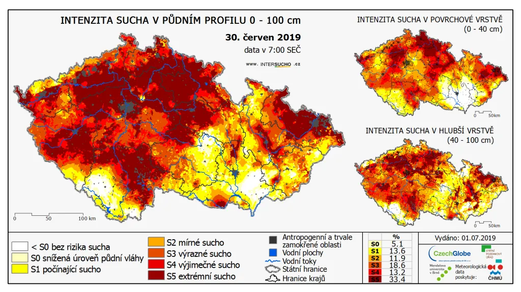 Odchylka sucha od obvyklého stavu v období 1961–2010