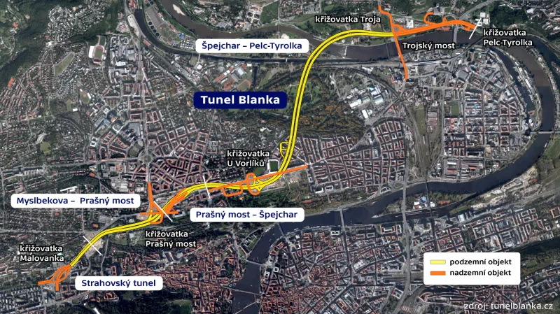 Schéma tunelu Blanka