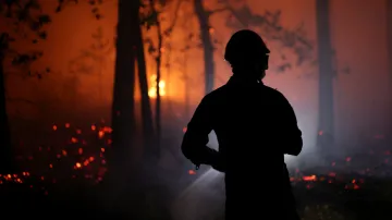 Rozsáhlý požár lesa Fontainebleau nedaleko Paříže