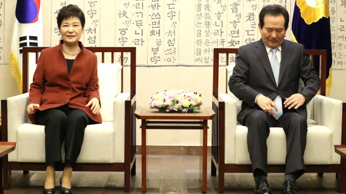 Jihokorejská prezidentka Pak Kun-hje s parlamentním mluvčím