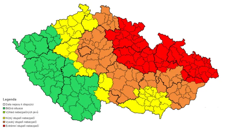 Mapa výstrah ČHMÚ
