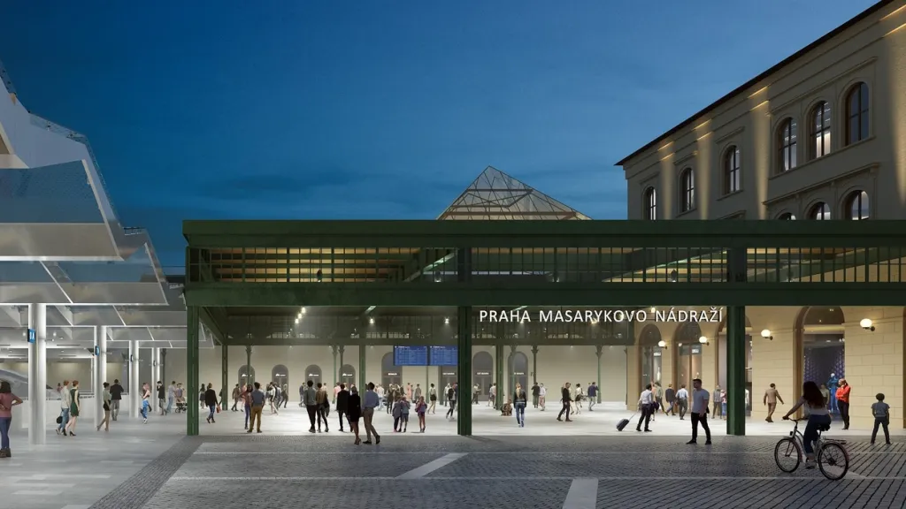 Vizualizace části modernizovaného Masarykova nádraží v Praze