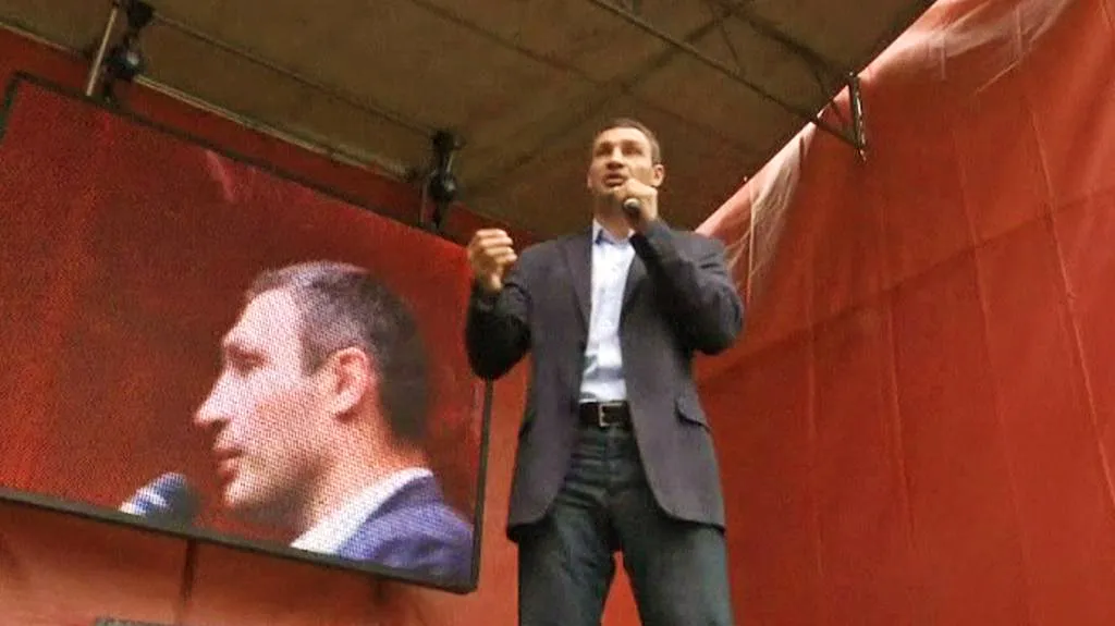 Vitalij Klyčko na předvolebním mítinku
