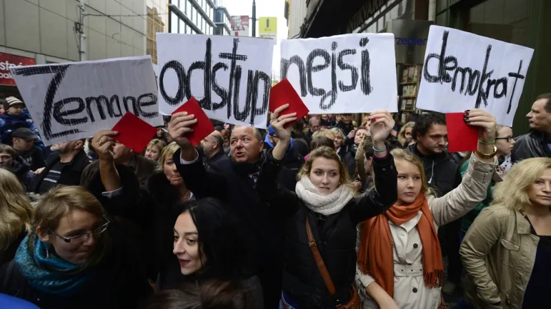 Kritici prezidenta Miloše Zemana na Národní třídě