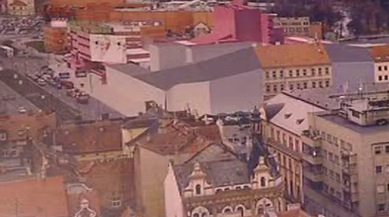 Nová budova Divadla J. K. Tyla v Plzni (vlevo)