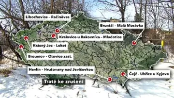 Mapa rušených tratí