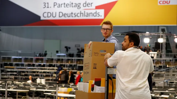 Přípravy na volební sjezd CDU v Hamburku