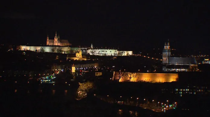 Rozsvícený Pražský hrad a Vyšehrad