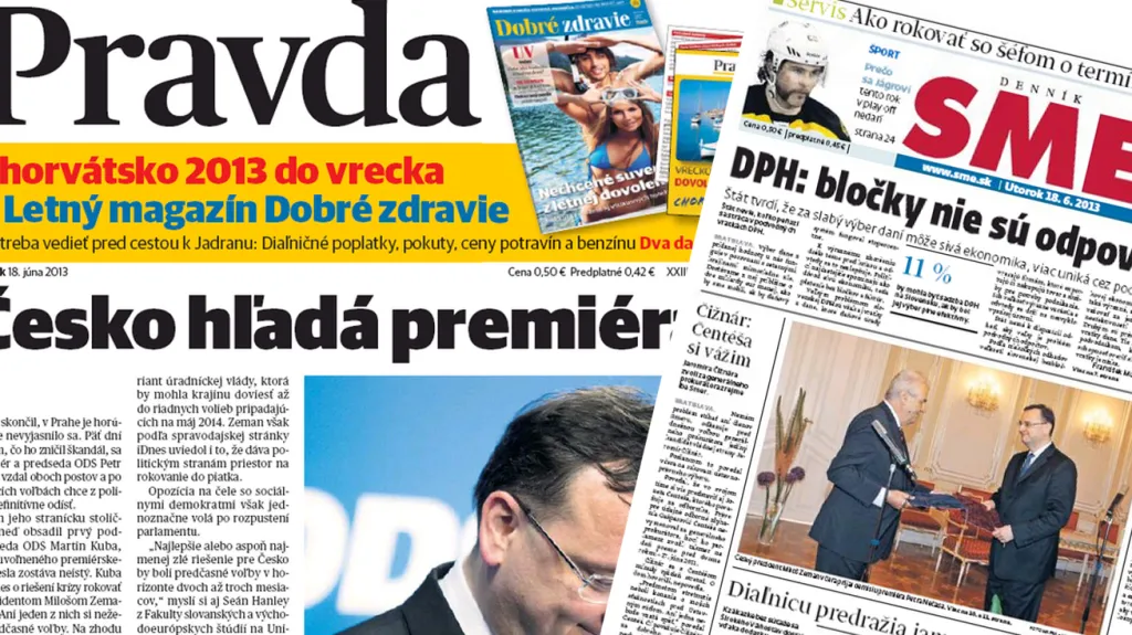 Slovenský tisk o pádu Nečasovy vlády