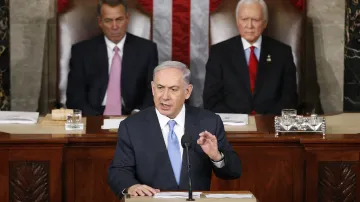 Benjamin Netanjahu při projevu před Kongresem USA