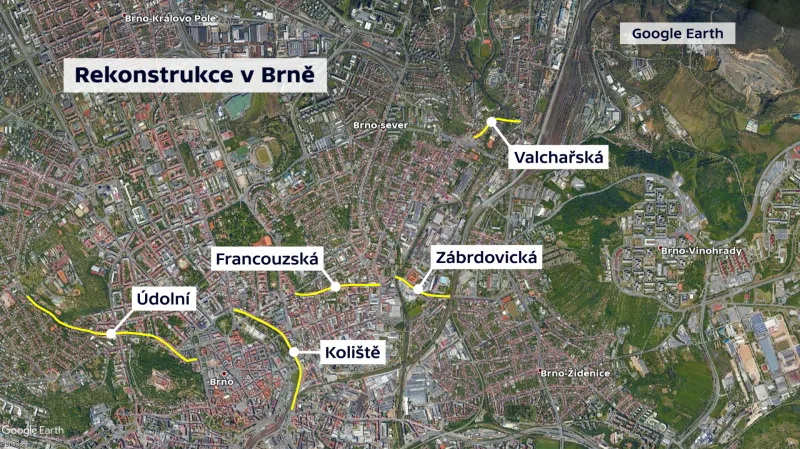 Mapa významných uzavírek v roce 2018