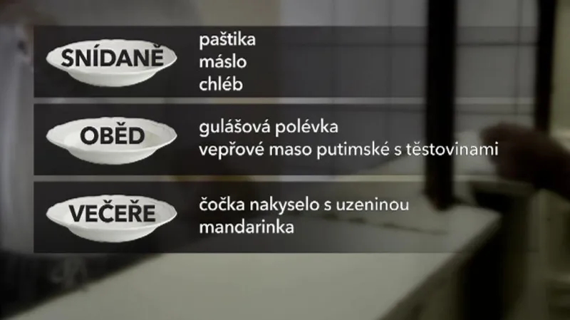 Příklad menu ve Valdicích