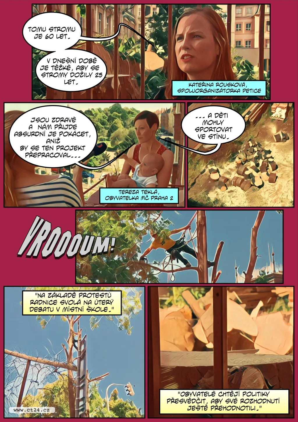 Komiks: Petice proti kácení stromů v Praze