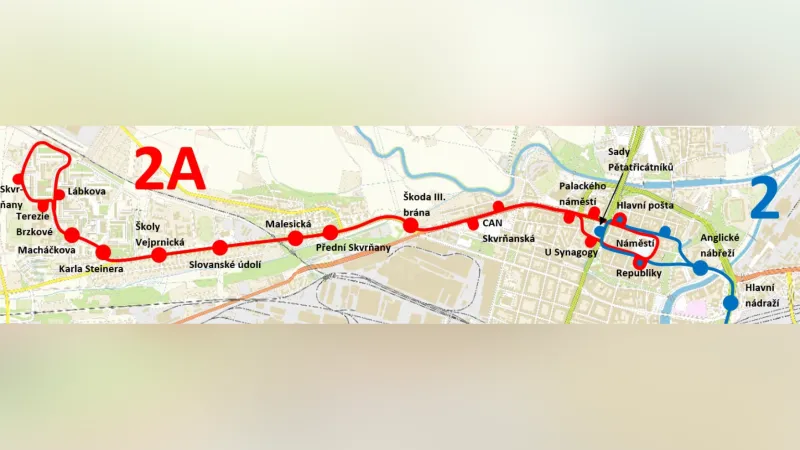 Výluka Skvrňany od 13. 10. 2025 – linky 2 a 2A