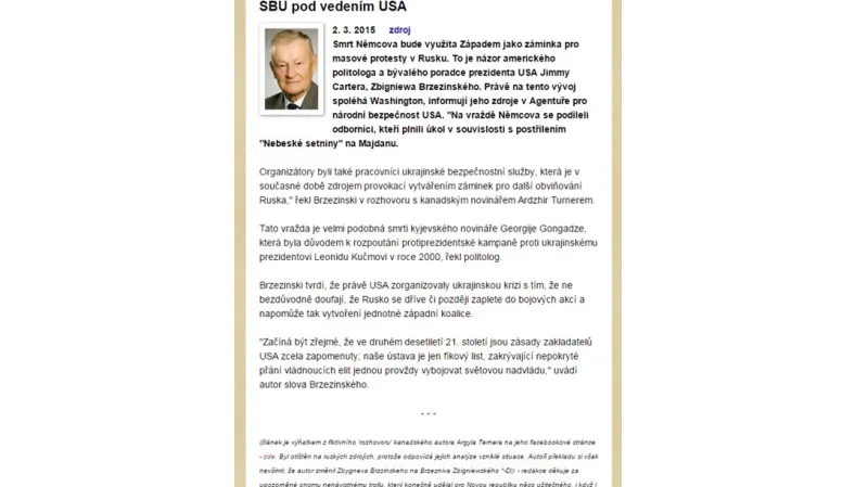 Weby informují o rozhovoru s Brzezinským