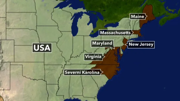 Stav nouze vyhlásili kvůli počasí v šesti státech podél východního pobřeží.