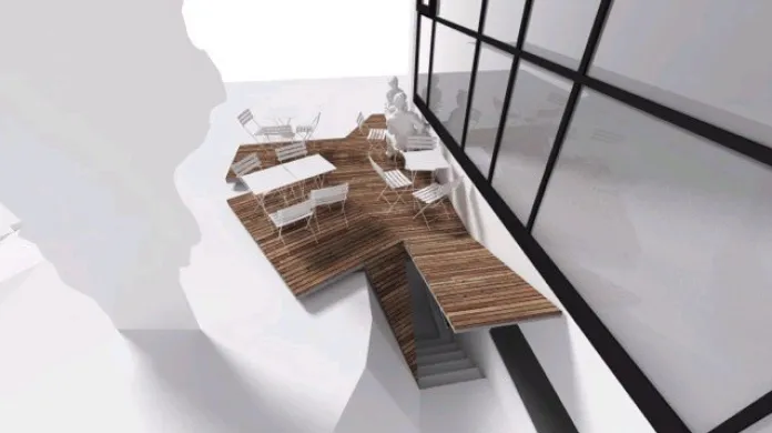 Dům umění - návrh terasy / Zastřešení vstupu do výtvarné dílny